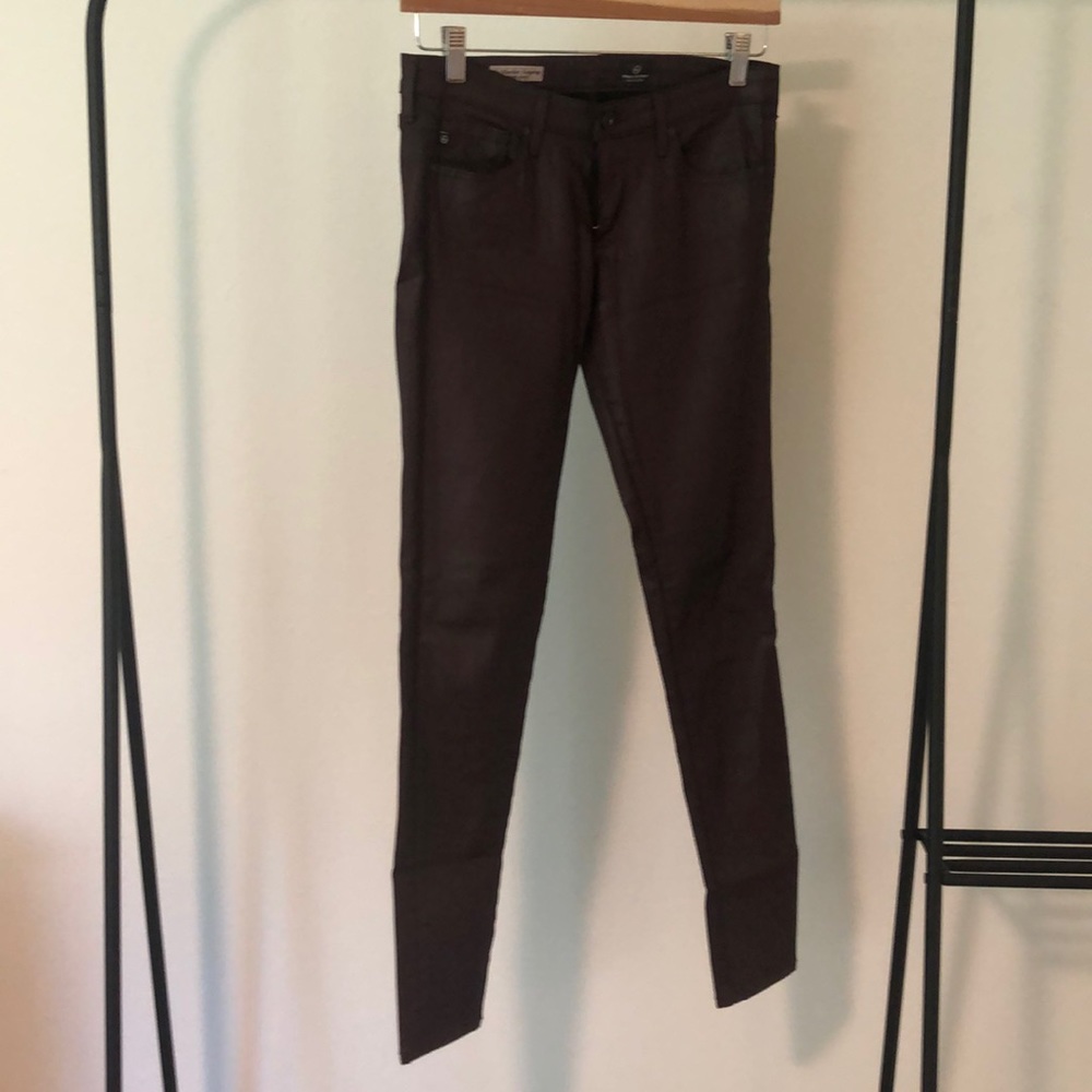 AG waxed maroon skinny jeans size 26